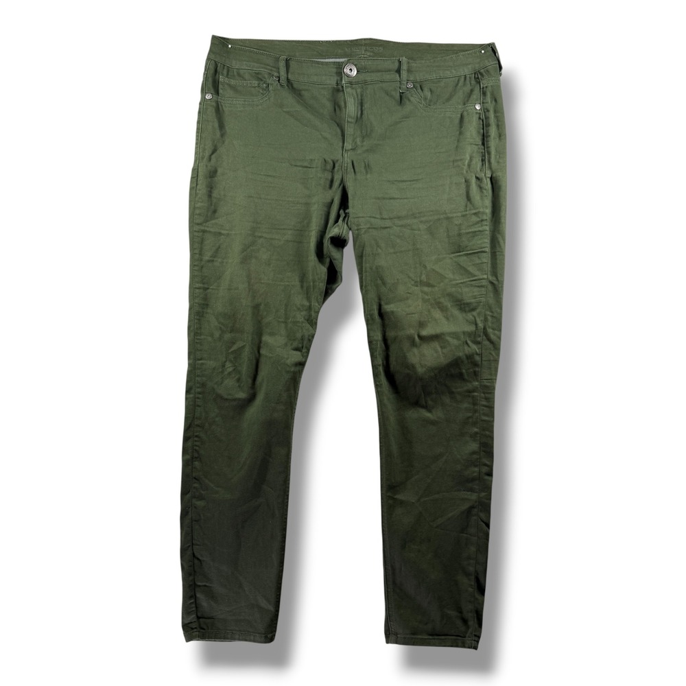 Maurices Womens Olive Green Skinny Pants Size 18 Reg Stretch Cotton Blend 1608